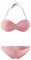 Bikini bandeau deux pièces pour femme - Bretelles amovibles - Maillot de bain sans bretelles - Jambe haute - Maillot de bain dos nu, rose, S