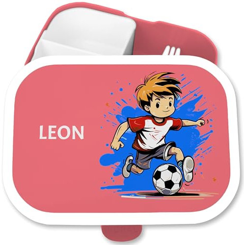 Brotdose Campus für Mepal - Brotbox Fussball Junge Lunchbox Fußball Kinder Vesperbox mit Fußballmotiv I - 750 ml - Rosa - geschenke jungen brotzeitbox schule soccer jausenbox personalisierte