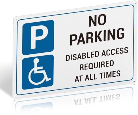No Parking Disabled Access Sign – 300x200mm PVC Rigid Plastic, UV Printed, Weatherproof, Matte Finish, Self-Adhesive & Pre-Drilled for Outdoor Use