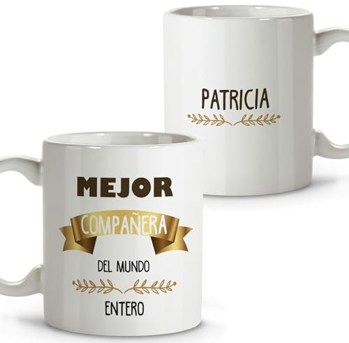 LolaPix Detalles para regalar. Taza personalizada. Tazas de cafe. Regalo compañera trabajo. Detalles compañeros de trabajo. Taza cerámica 330 ml.