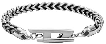 Diesel Herren-Armband aus Edelstahl mit Knebelverschluss, Graues Silber