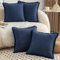 Mandioo 4er Set Neutralen Baumwolle Kissenbezug 45x45cm Herbst Quasten Dekorative Kissenbezüge Boho Sofakissen Dekokissen Kissenhülle für Couch Sofa Schlafzimmer Wohnzimmer Marineblau
