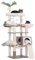 Heybly Árbol para Gatos Moderno, 156 cm de Altura Árbol Rascador para Gatos, con 5 Postes, 2 Plataformas, Cuevas, Cesta, Hamaca, 3 Pompón, Multinivel para Gatos Grandes, Greige HCT120SG