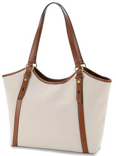 VASCHY Borsa Donna,Tote Bag Università Borse Pelle Donna Elegante Borsa a Spalla per PC Shopping Bag Lavoro Ufficio Scuola Business Beige