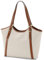 VASCHY Handtasche Damen, Shopper Tasche Groß Henkeltaschen Vegan Leder Tote Bag für Schule Arbeit Uni Einkauf Reise,Beige Segeltuch