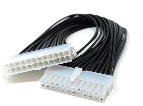 DRUT 30cm ATX 24-Pin Male To Female Extension Cable Connector, PC Motherboard PSU Power Supply Lead 1ft