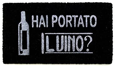 BIANCHERIAWEB Zerbino Entrata Ingresso Casa Esterno Antiscivolo Cocco Nero Hai Portato Il Vino?