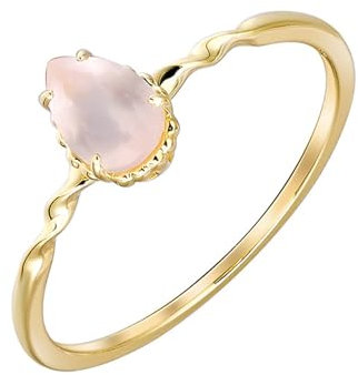 Wycian Hochzeitsringe Mit Gravur, Damen Ringe Rosa 9 Karat Gelbgold 9K 6.6Mm Größe 61 (19.4) Kristall Tropfenschliff Personalisiert Für Jahrestag
