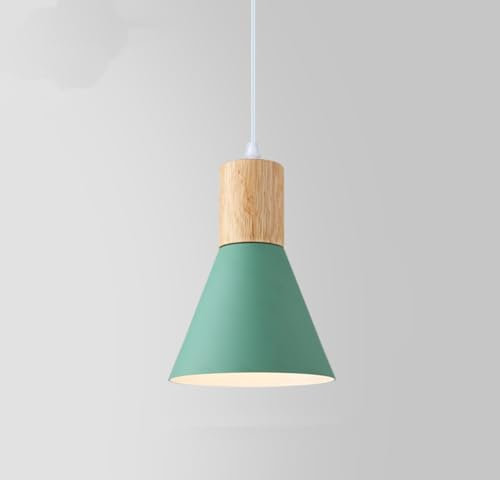 SXYSXYSXY Nordic Holz Esszimmerlampe Minimalismus Modern Macaron Pendelleuchte Metall Hängelampe Schlafzimmer Nachttisch Hängeleuchte E27 Wohnzimmer Loft,Grün