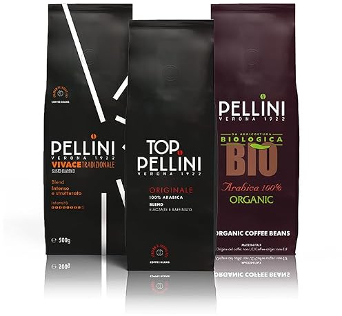 Pellini set degustazione caffè in grani Top, Bio, Vivace, 3 confezioni da 500g (1,5 kg)