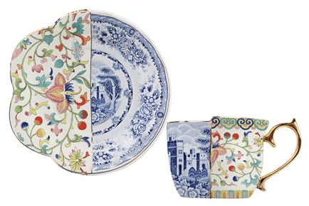 LHSJYG Tazza da caffè con piattino Set di Tazze da caffè e piattino Set di Tazze da tè pomeridiano in Ceramica Tazza Leggera(Color-B)