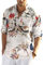 COOFANDY Men's Linen Henley Shirt Cotton Summer Long Sleeve Hippie Casual Beach T Shirts A-Khaki Floral XXL