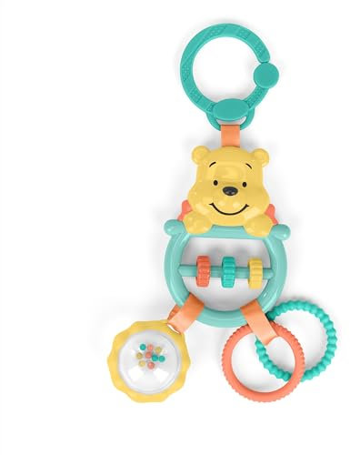 Bright Starts Giocattolo multiattività Winnie The Pooh Disney Baby, Giocattolo da Passeggino Unisex, 0+ Mesi