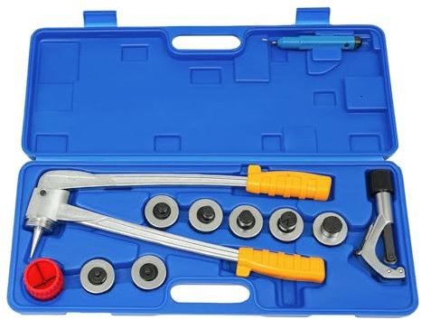 CHIMHOON 10-28MM Rohraufweiter Satz, Rohrweiter Rohraufweiter Aufweitzange Rohrexpander, Enthält 7 Bördelspitzen und Gehäuse für Kupfer, Aluminium und Andere Weiche Metalle