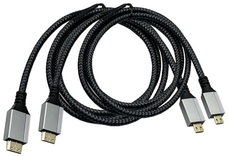 Seadream Lot de 2 câbles micro HDMI 4K vers mini HDMI, micro HDMI de type D mâle vers mini-HDMI de type C mâle prenant en charge 3D/4K 1080p, nylon tressé, connecteurs en aluminium (1 m)