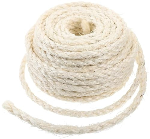 Parain Sisalseil für Kratzbaum Kratzsaule Katzenbaum Katzen Natürlich Sisal Seil Weiß 6mm 20m
