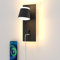 Sytmhoe Applique Murale Chevet Avec Port Usb Type-C, Dimmable 16W 1280Lm 3000K Lumière Chaude Hôtel Salon Applique à Led Noire, Rotatif à 270 Degrés Liseuse Applique Chambre Art Deco