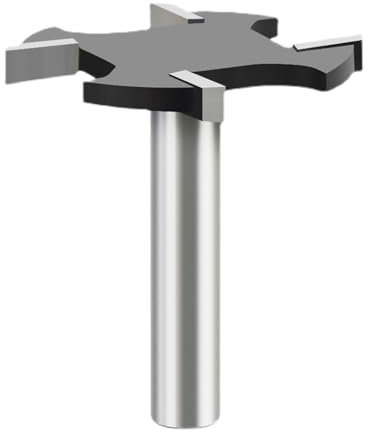 Fraise à rainurer en T à tige de 1/4 po, fraise à surfacer CNC for panneaux de particules, 4 cannelures, profondeur de coupe de 2 à 6 mm, diamètre de coupe de 31,8 mm(1/4 * 31.8 * 3mm)