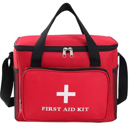 Tragbares Medizinisches Erste-Hilfe-Set For Zuhause Und Unterwegs,Tragbarer Medizinischer Notfall-Organizer Mit Verstellbaren Riemen,Geeignet For Szenarien Zu Hause(Red,11.8x7.9x9.1in)