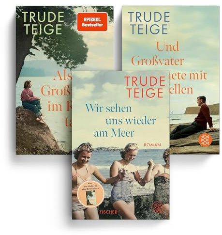 Trude Teige Bücherset Bestseller Roman-Trilogie mit Lesezeichen – Als Großmutter im Regen tanzte, Und Großvater atmete mit den Wellen & Wir sehen uns wieder am Meer – Familienroman über Generationen