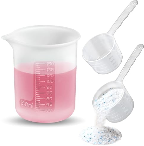 ecooe 1x150ML Waschmittel Dosierhilfe + 2x50ML Messlöffel für Waschmittel | Silikon Dosierkugel Flüssigwaschmittel, Dosierwaschkugel für Waschmaschine, Waschpulver Dosierer, Waschkugel Dosierlöffel
