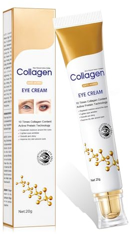 Crème Réparatrice Contour des Yeux,Crème Yeux Hydratante 24 h au Collagène,Eye Cream Diluer les fines rides,Soin raffermissant,Illuminateur et Correcteur Teinté,Réduit Les Cernes,20g