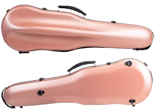 Geigenkasten 4/4 Violine Hartschalenkoffer Frosted Violin Fiddler Rucksack Composite Carbon Fiber Box Dreieckskoffer mit doppelter Schulter(Pink)