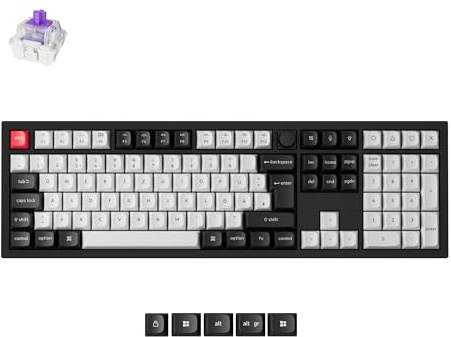 Keychron Q6 HE Tastiera Wireless Custom Layout 100% ISO-DE, 2,4 GHz e Bluetooth, alloggiamento interamente in metallo, programmabile con QMK/Launcher, Gateron Double Rail Magnetic Nebula Switches, per