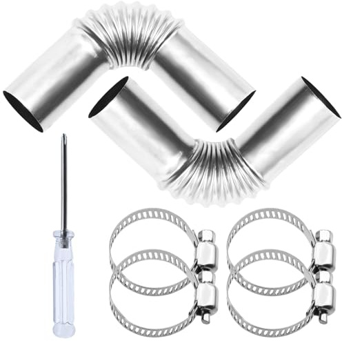 LumenPoles Abgasrohr Winkelverbinder, 25mm Auspuffrohr, Edelstahl, 2 Stück | Abgasschlauch mit 4 Edelstahlklammern, Standheizung Abgasrohr für Diesel Heizung, Auto Standheizung Entlüftungsschlauch