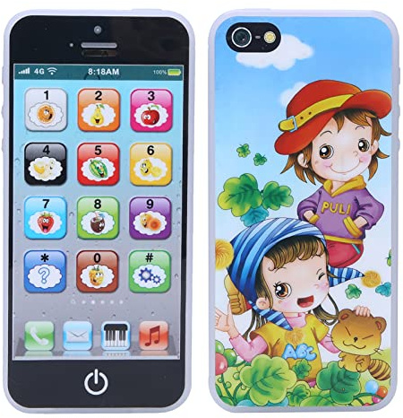 Generic Téléphone Portable à écran Tactile pour bébé, Jouet Musical d'apprentissage de L'anglais pour Le Développement de la Petite Enfance, Plastique Noir, 4,92 X 2,36 X 0,31 Pouces, pour Enfants