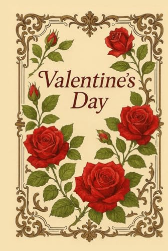 Quaderno San Valentino Vintage: Diario Romantico con Rose Rosse Classiche: 100 Pagine a Righe | Copertina Rigida Stile Vittoriano | Cornice Floreale ... Romantico Senza Tempo per San Valentino