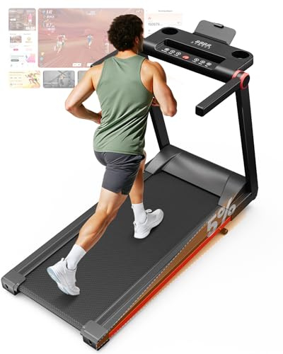Laufband für Zuhause Klappbar, Laufband mit 5% Steigung bis 16 km/h 112 x 42 cm Laufband mit Großer Lauffläche Treadmill mit App-Steuerung Max Belastung 159 KG