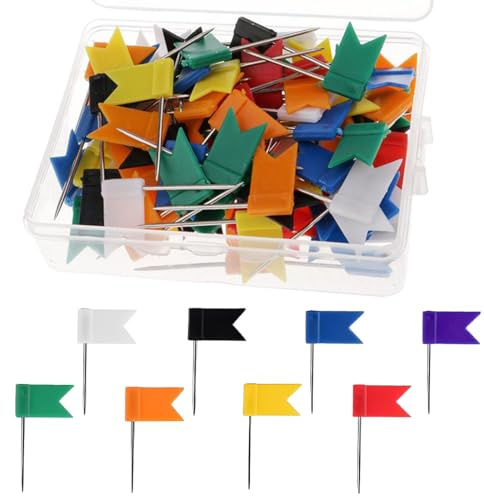 GNALIA Fähnchen, 80 Stück Markierungsflaggen, Stecknadeln, 24 Mm, 8 Farben, Für Pinnwand, Bulletin Boards Und Landkarten