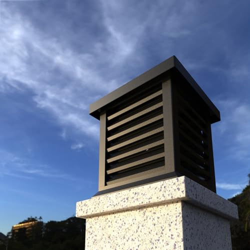 Comignolo Antivento Base Quadrata, Terminale Architettonico Comignolo Canna Fumaria Antipioggia in Lega di Alluminio per Stufa Pellet e Aspirafumo(600 mm/23.6 in)