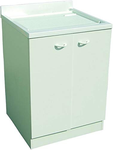 Geromin - Lavatoio con Mobile a 2 Ante, Collezione Prima - 50 cm, Bianco, A Magazzino