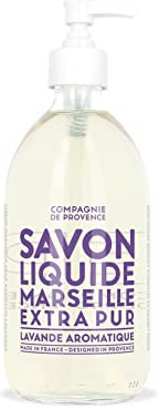 La Compagnie de Provence - Savon Liquide de Marseille 495ml - Parfum Lavande Aromatique - Flacon en Verre - Pour Corps et Mains - Made in France