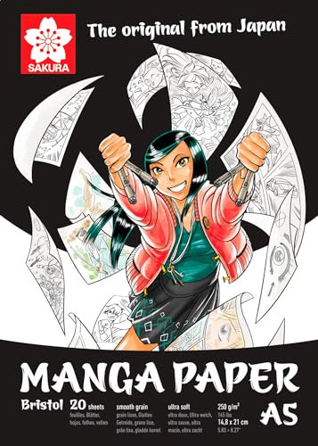 Sakura Manga Papierblock - A5 21x14.8cm 250g - 20 Blätter - Ideal für Manga Zeichnung