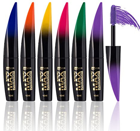 6 x 15ml Wasserfest Langanhaltendes Wimperntusche Lange Wimpern, FantasyDay Mehrfarbig Lash Sensational Mascara Augen Eyelash Makeup Set für Volumen, Verlängerung, Definition, Pflege, Wimpernlifting