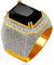 Uloveido Männer vergoldet Iced Out Cubic Zirkonia Band, Super Big Black Rechteck CZ Zirkon Hip Hop Ring für Männer Jungen RA408 (schwarz, Größe 18.8)