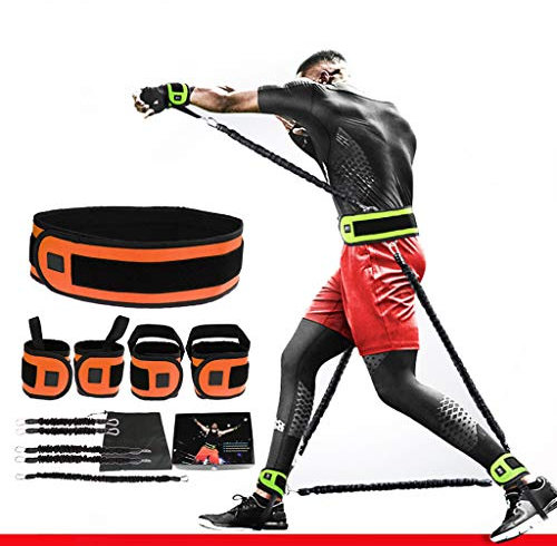 MYJZY Boxen Trainings-Widerstand-Bands, Ausdauer Speed Trainer, Ganzkörper-Kampf-Kampf-Widerstandstraining Set, Spannung elastisches Seil Fitnessgeräte,Orange