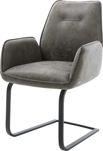 DELIFE Schwingstuhl Zoa-Flex Freischwinger flach Schwarz Mikrofaser Grau Antik Taschenfederkern