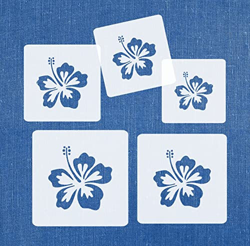 Schablonen Set ● 5 einzelne Hibiskus ● 6cm, 7cm, 8cm, 9cm und 10cm groß