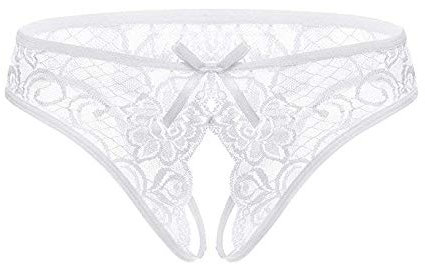 PERAMBRY Womens Sexy Lace Underwear Low Rise Underpants Plus Size Floral Lace Briefs (white, large)