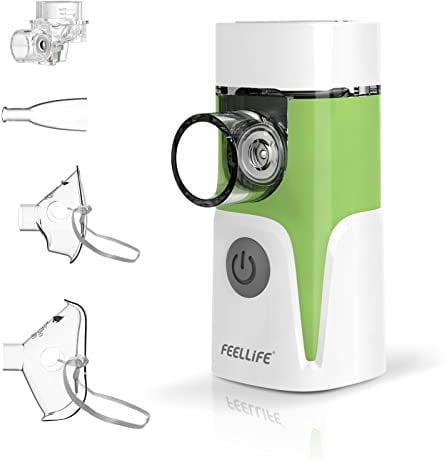 FEELLIFE Inhalationsgerät für Kinder & Erwachsene Leiser Inhalator Babys Tragbar Leicht Inhaliergerät Erwachsene Vernebler Inhaliergerät Atemwegserkrankungen Aerogo (Grün)