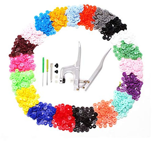 Lot de 400 pinces à boutons pression T5 en plastique 20 couleurs avec boîtes de rangement transparentes