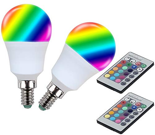 YAKAiYAL RGB E14 LED Birne G45 16-Farbwechsel A45 Glühbirne 4 Modi für Stimmung Beleuchtung 2-Stück MEHRWEG