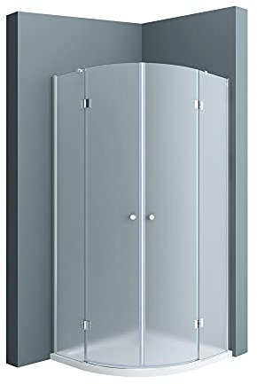 Sogood Cabine de Douche Opaque Quart de Cercle 90x90x190cm Paroi de Douche Montage Réversible avec Porte Pivotante Verre de Sécurité Nano Ravenna02VS