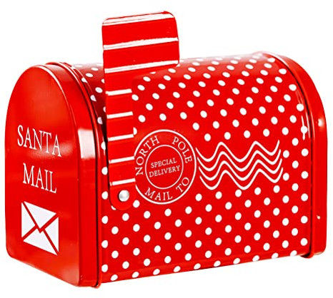 Laddup Scatola di Latta della Scatola della Posta di Natale, Scatola della Cassetta delle Lettere della Scatola di Latta del Ferro Scatola Regalo della Caramella del Biscotto di Babbo Natale, Scatola