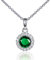 Diamond Treats 925 Sterling Silber Anhänger Halskette mit einem smaragdgrünen Stein und einem Zirkon Rand, Sterling Silber Halskette für Damen mit einem grünen Stein, Silberschmuck für Frauen