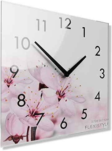 Reloj de pared para cocina, salón, 30 x 30 cm, de cristal, con impresión directa, rectangular, moderno
